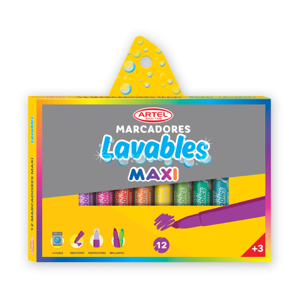 Plumón Jumbo Artel Lavable 12 Colores