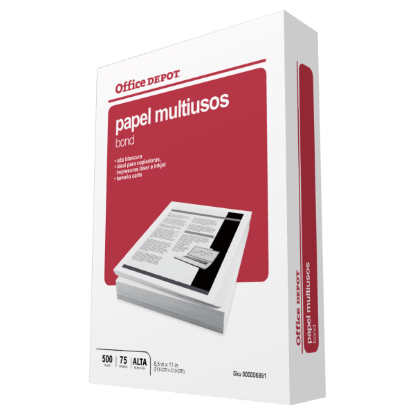 Papel Fotocopia Office Depot Carta 75 g 500 Hojas