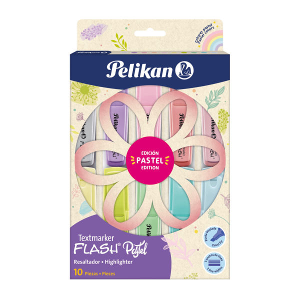 Destacador Pelikan Textmarker Flash Pastel 10 Colores