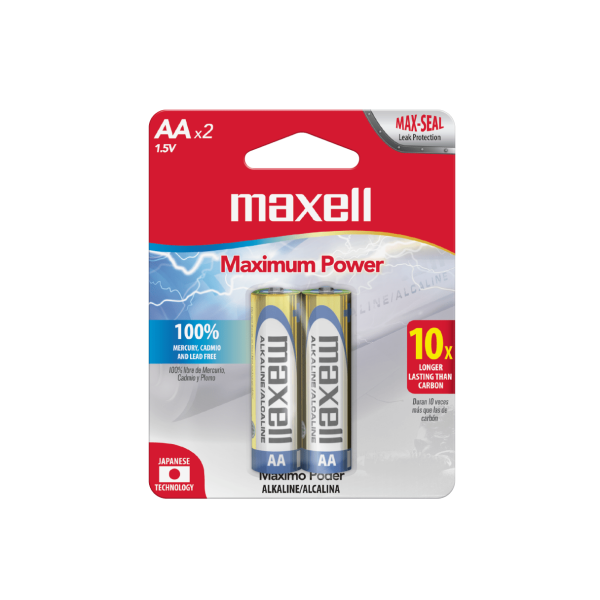 Pila Alcalina Maxell AA Blíster de 2 Unidades