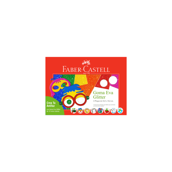 Goma Eva Faber-Castell glitter 24.8x34.6 cm Paquete de 6 colores