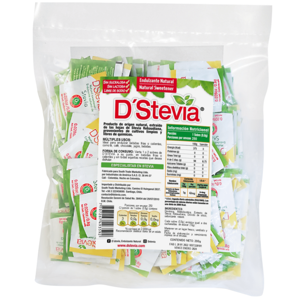Endulzante D'Stevia Natural Bolsa de 250 Sobres