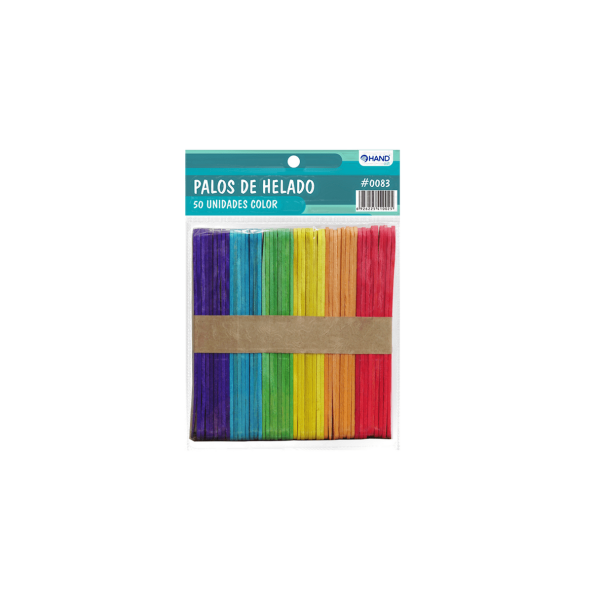 Palos Helado Hand Color 50 Unidades