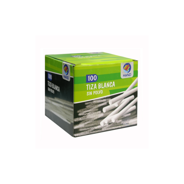 Tiza Blanca Hand Redondo Sin Polvo 100 Unidades