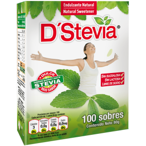 Endulzante D’Stevia Natural Caja de 100 Sobres