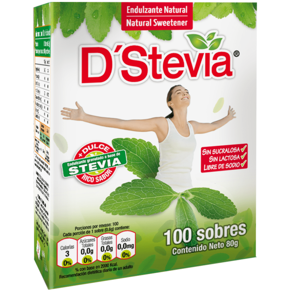 Endulzante D'Stevia Natural Caja de 100 Sobres