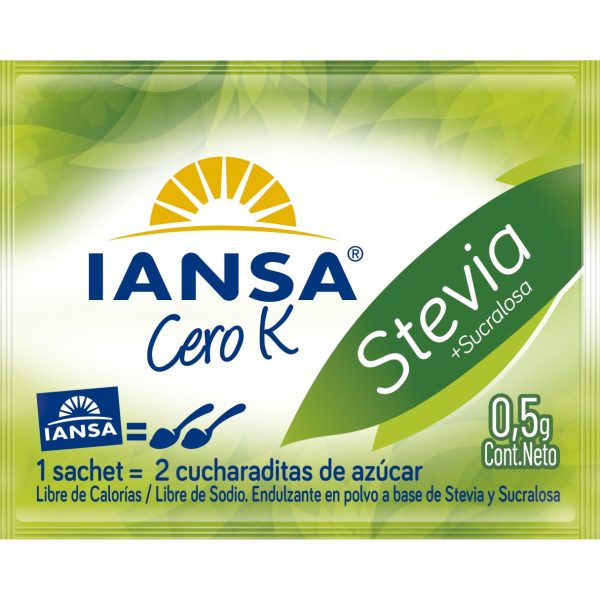 Endulzante en Polvo Iansa Cero K Stevia 0.5 g 2000 Sachet