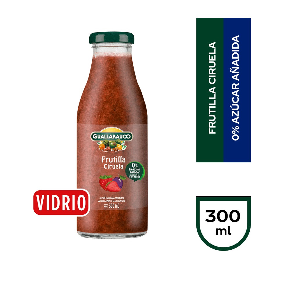 JUGO NECTAR GUALLARAUCO FRUTILLA CIRUELA VIDRIO 300 ML