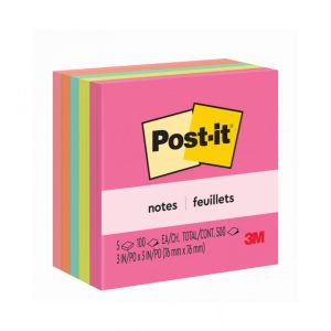 Nota Adhesiva 3M Post-It Cubo Neón 5 Colores 76×76