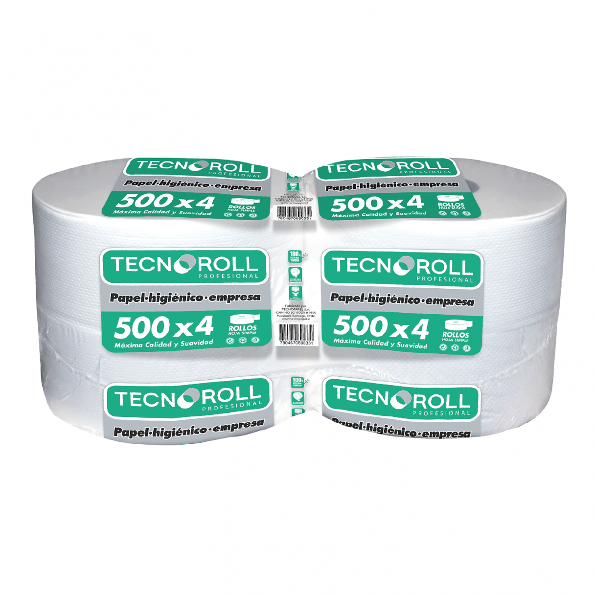 Papel Higiénico Tecnoroll Hoja Simple 4 Rollos 500 m