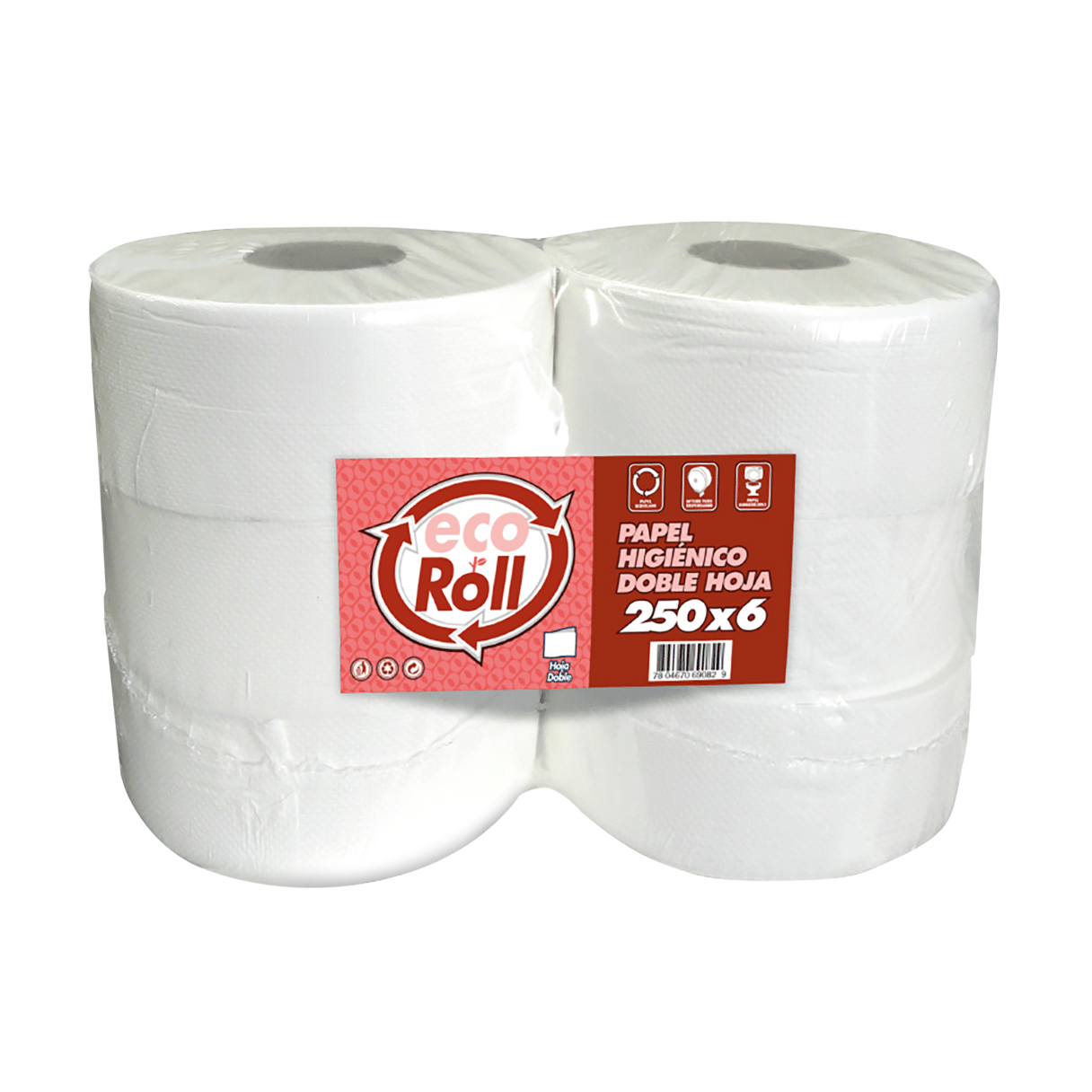Papel Higiénico Ecoroll Doble Hoja 6 Rollos 250 m