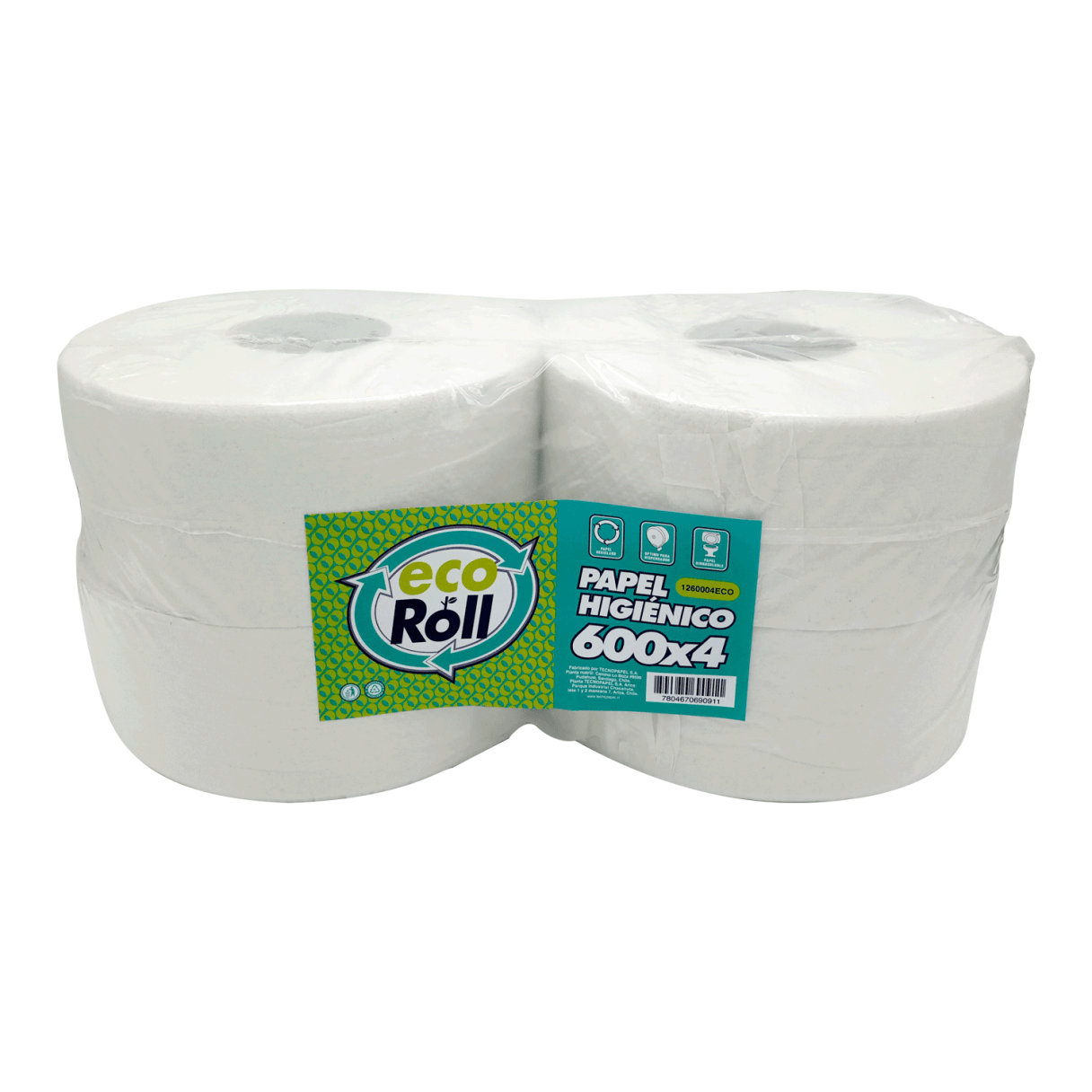 Papel Higiénico Ecoroll Hoja Simple 4 Rollos 600 m