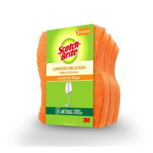 Esponja Abrasiva 3M Scotch Brite Cero Rayas Naranjo 3 Unidades