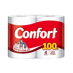Papel Higiénico Confort Max Hoja Simple 4 Rollos 100 m