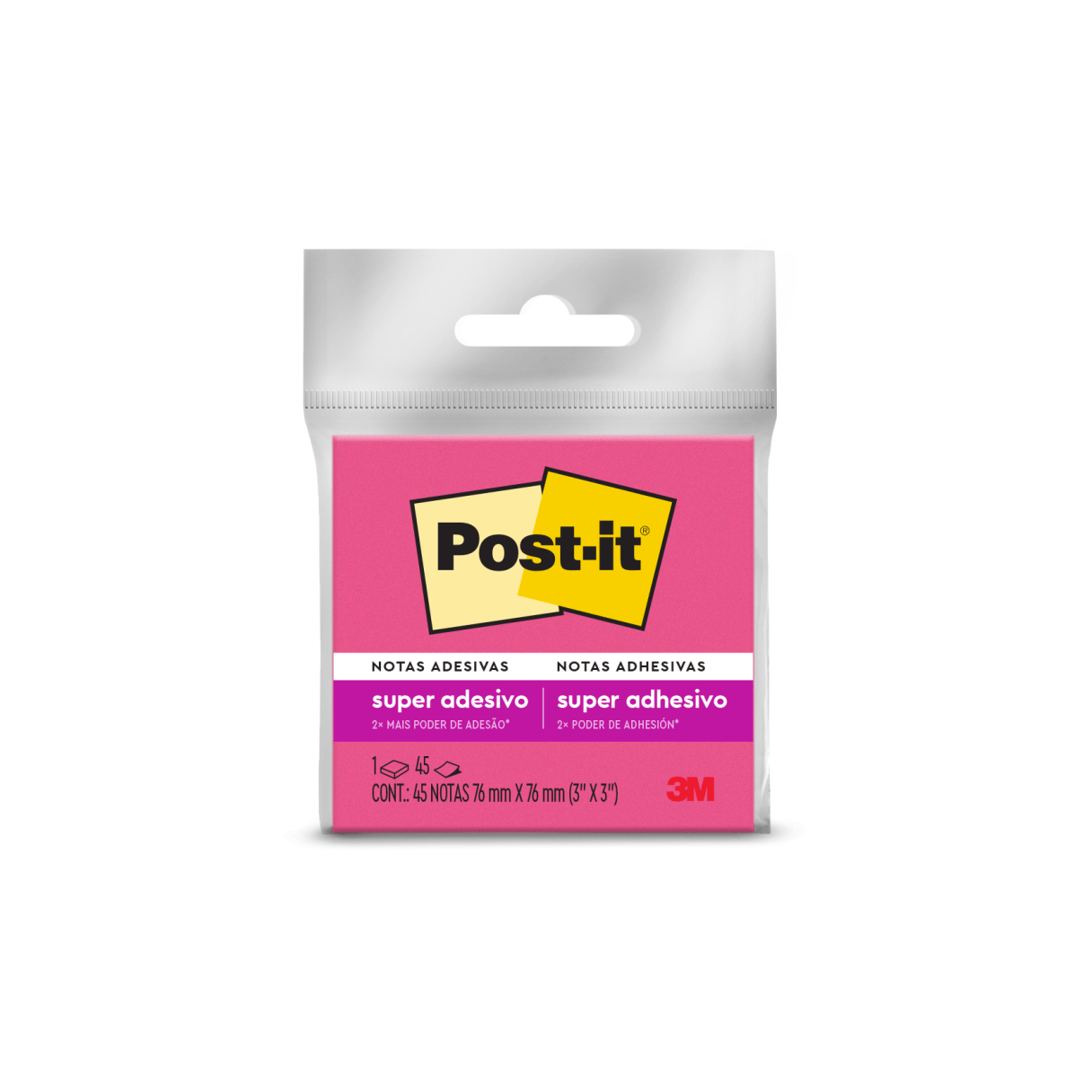 Notas Adhesivas 3M Post-It Fucsia 45 hojas 76x76 mm