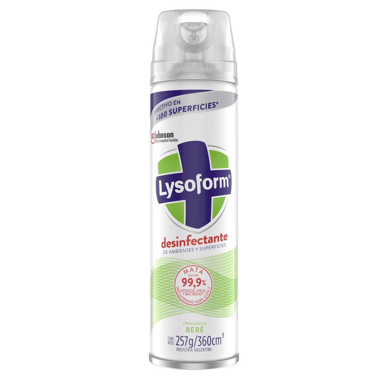 Desinfectante en Aerosol Lysoform Antibacterial Bebe 360 cc.