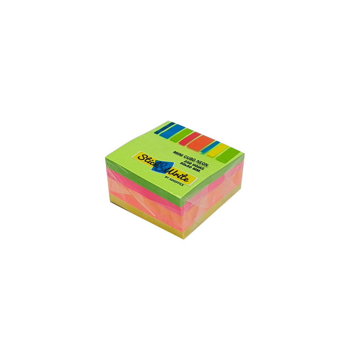 Nota Adhesiva Stick & Write Cubo Neón 250 Hojas 50x5