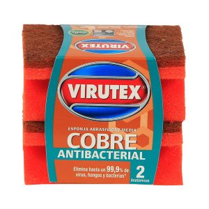 Esponja Abrasiva Virutex Acanalada Cobre Display de 2 Unidades