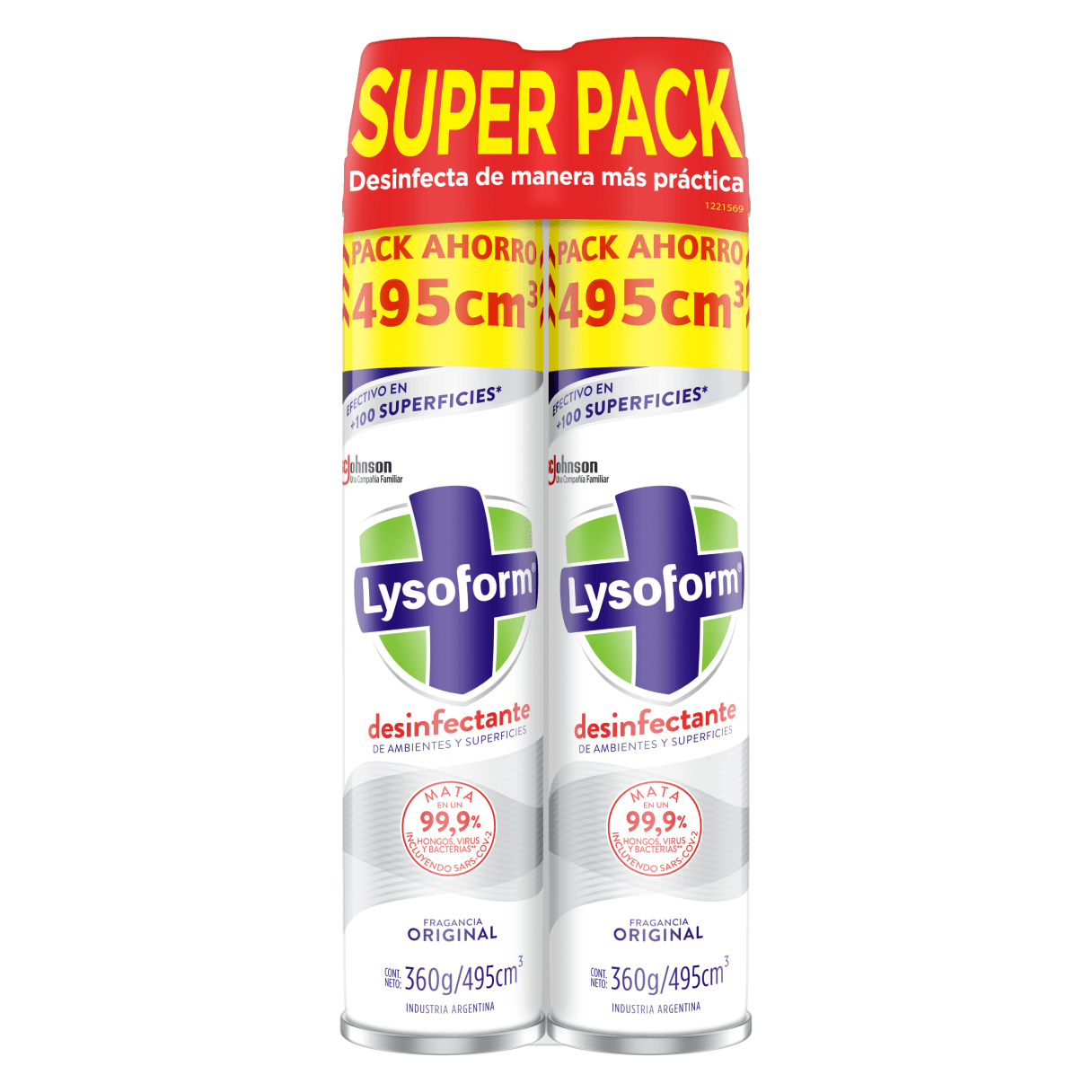 Desinfectante en Aerosol Lysoform Original 495 Ml X 2 Unidades.