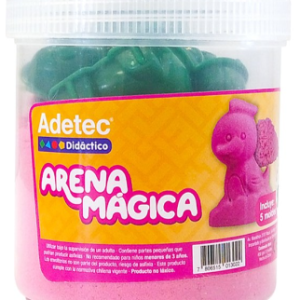 Arena Mágica Adetec +5 Moldes Color Rosado 450 G