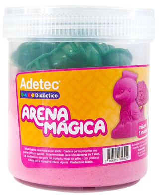 Arena Mágica Adetec +5 Moldes Color Rosado 450 G