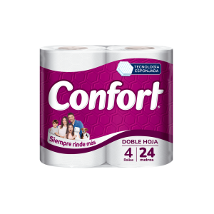Papel Higiénico Confort Doble Hoja 4 Rollos 24 m