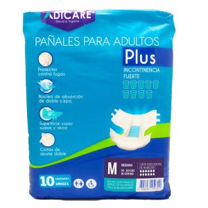 Pañal para Adulto Adicare Plus Talla M 10 Unidades