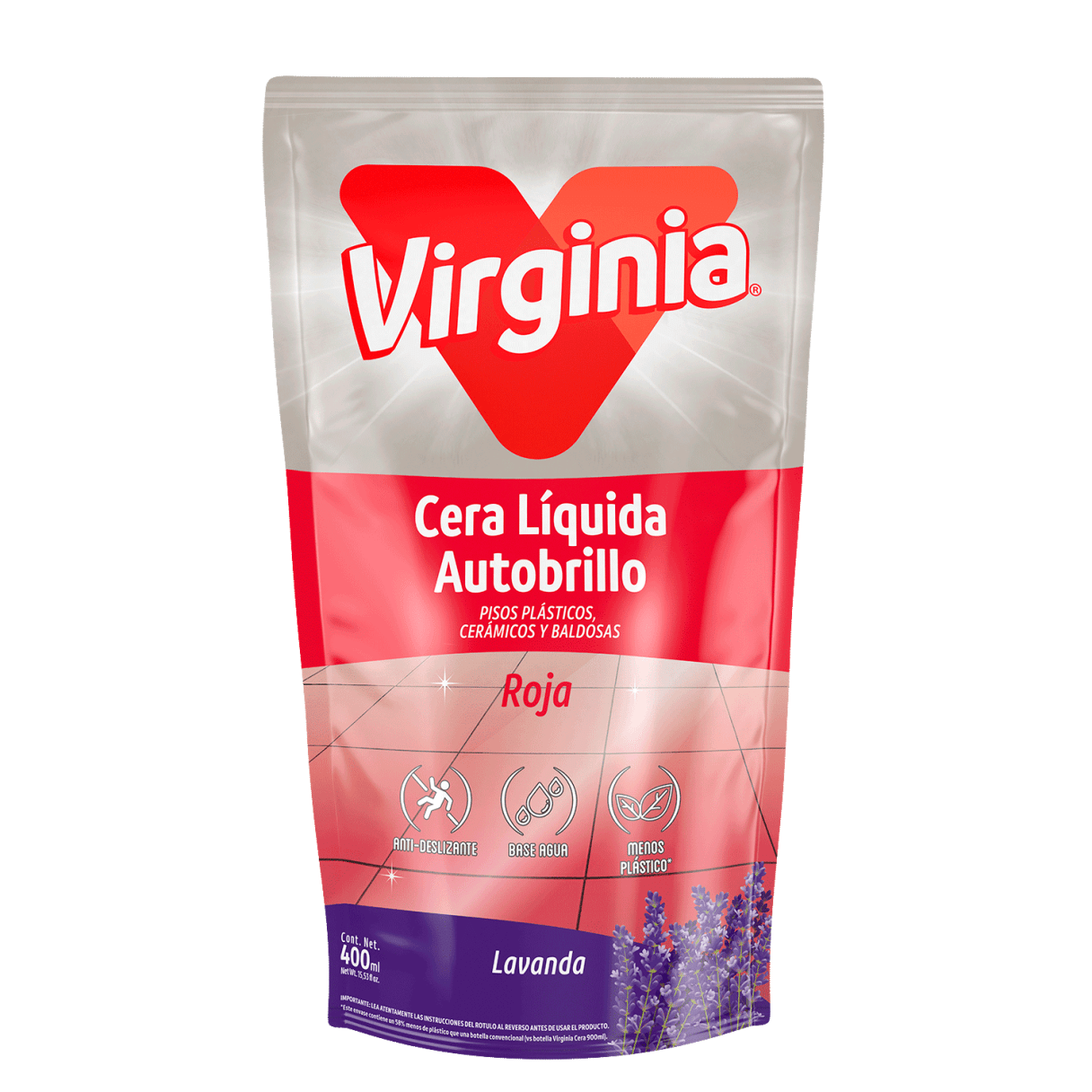 Cera Líquida Virginia Autobrillo Rojo Lavanda 400 Ml
