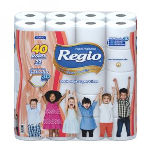Papel Higiénico Regio Gran Familia Doble Hoja 40 Rollos 22 Mts