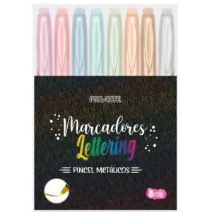 Marcador Proarte Lettering Pincel Metálico 8 Colores