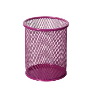 Portalápiz Offione Rejilla Metálico Redondo Rosado