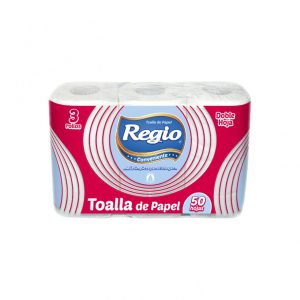 Toalla de Papel Regio Hoja Doble 3 Rollos 10 m
