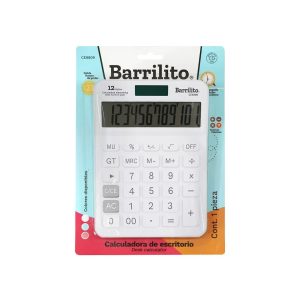 Calculadora Básica Barrilito de Escritorio Blanco 12 Digitos
