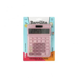 Calculadora Básica Barrilito de Escritorio Rosado 12 DIgitos