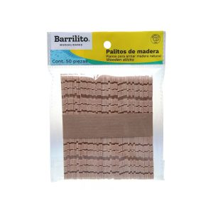 Palos de Helado Barrilito Ranurados Natural 50 Unidades