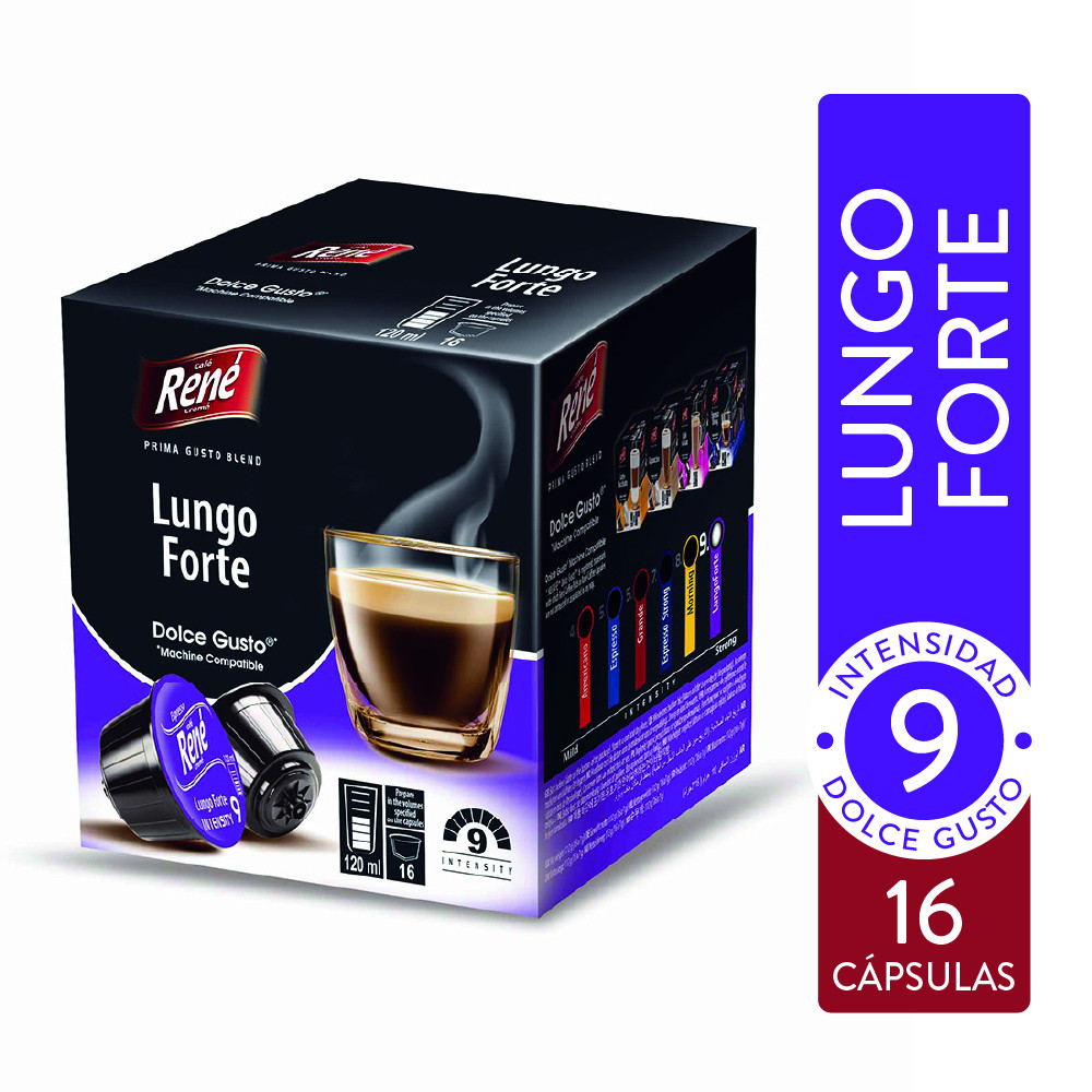 CAPSULA LUNGO FORTE TIPO DOLCE GUSTO 16 CAPSULAS RENÉ COFFEE