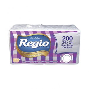 Servilleta Cocktail Regio Premium Hoja Simple 24×24 Cm 200 Unidades