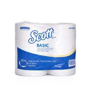 Toalla Papel de Manos Scott Basic Precortada 4 Rollos 200 Mts.
