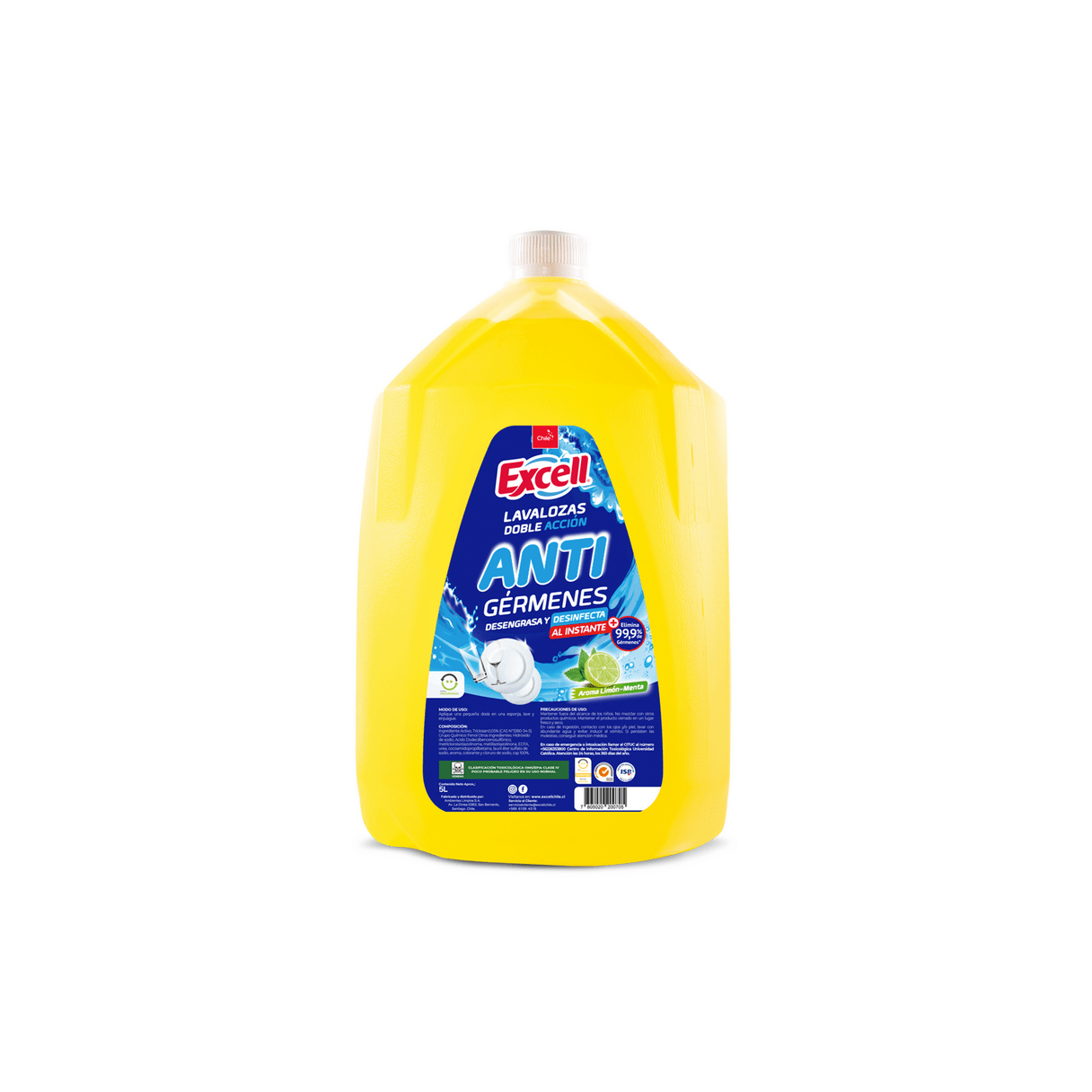 Lavalozas Excell Líquido Anti Gérmenes Aroma Limón-Menta 5 Lts