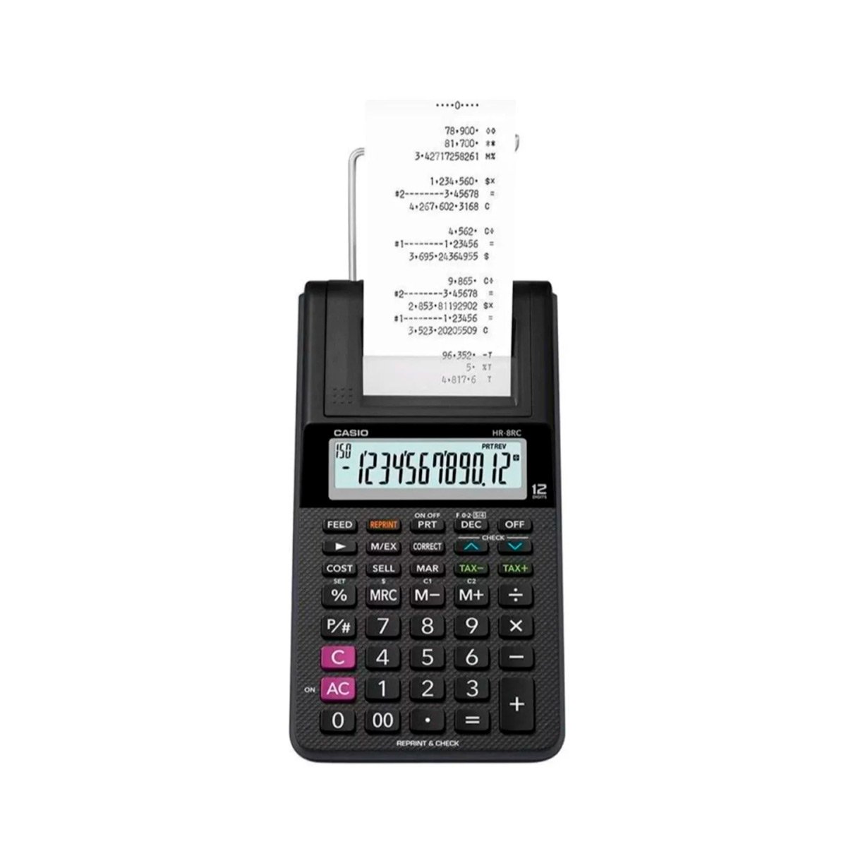 Calculadora Contable Casio HR-8RC 12 Dígitos Negro