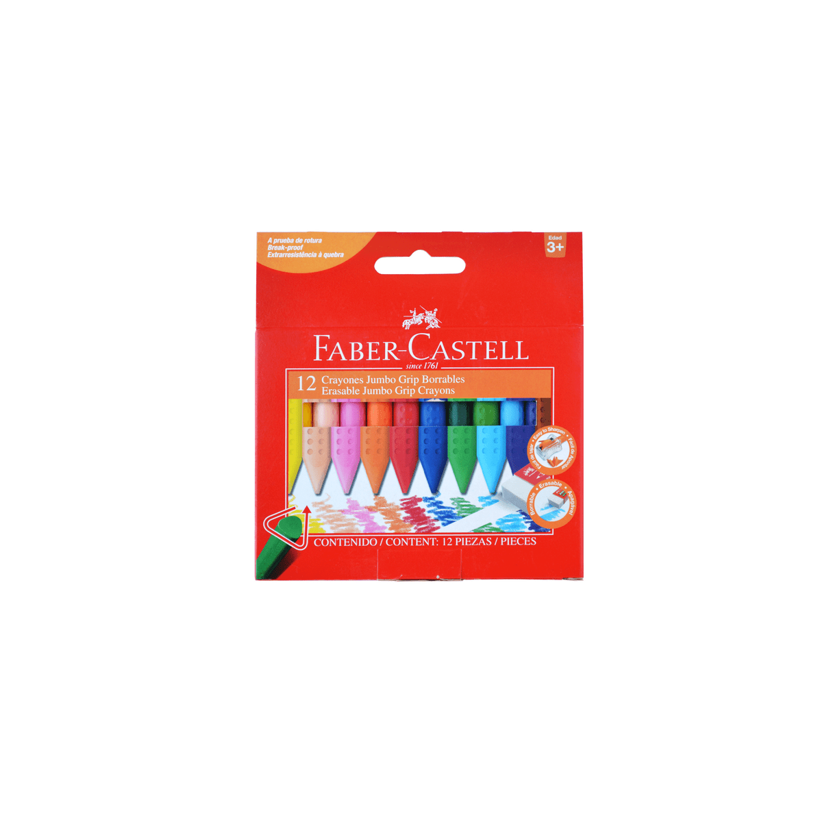 Lápices De Cera Faber-Castell Triangular Jumbo grip 12 Colores