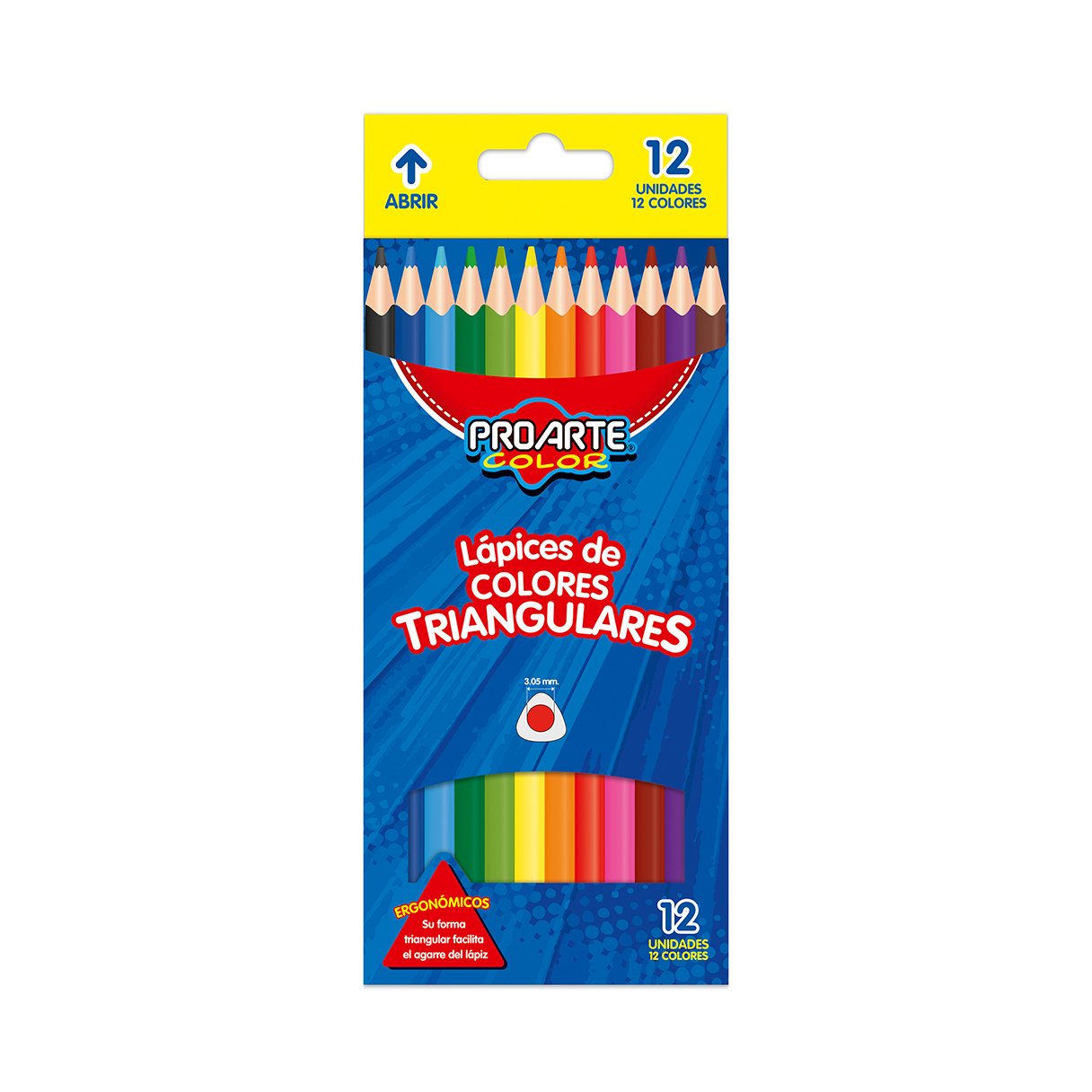 Lápices de Color Proarte Triangulares 12 Unidades