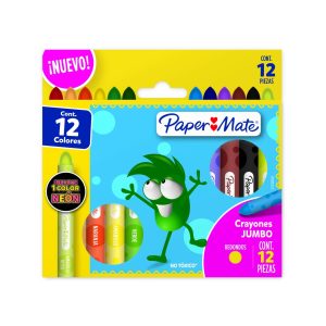 Lápiz Cera Paper Mate Redondo Jumbo 12 Colores
