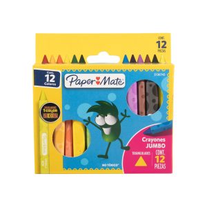Lápiz Cera Paper Mate Triangular Jumbo 12 Colores