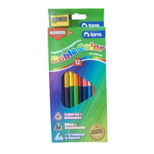 LAPICES DOBLE COLOR 12 LAPICES TRIANGULARES 24 COLORES TORRE