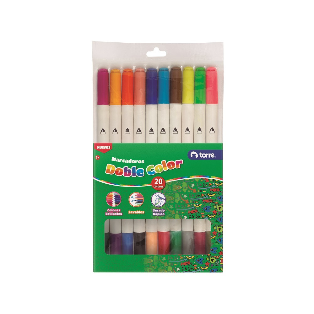 PLUMON DELGADO DOBLE PUNTA 20 COLORES TORRE