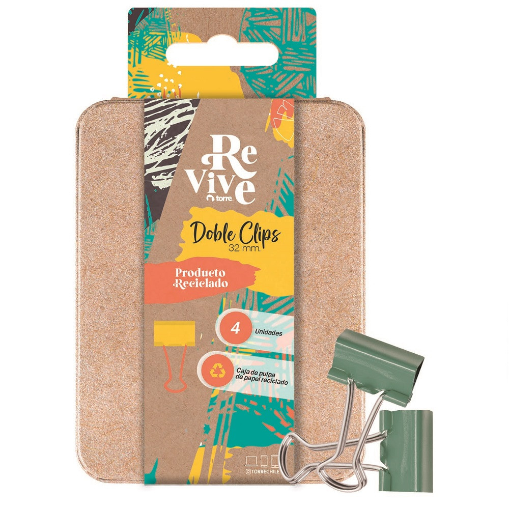 BLISTER DOBLE CLIPS 32 MM 4 UN REVIVE TORRE