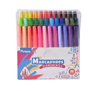 SET MARCADORES PERMANENTES 36 COLORES TORRE