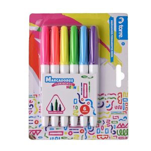 SET MARCADORES PERMANENTES NEON 6 COLORES TORRE