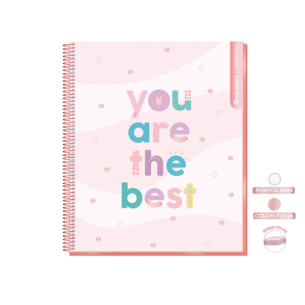 CUADERNO 1/2 OFICIO MATEMATICA 5 MM SUPERCLASS PASTEL 120 HOJAS RHEIN